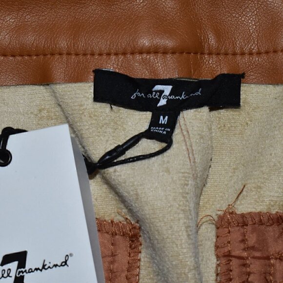 7 For All Mankind Wide Leg High Rise Faux Leather Cognac Carmel Pants Size M - Picture 3 of 11